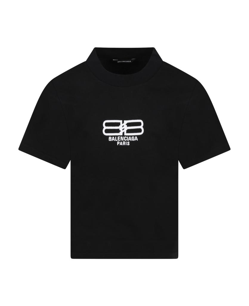 Black T-shirt For Boy With Logo商品第1张图片规格展示