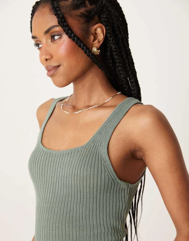 商品Mango|Mango knitted round neck vest in sage green,价格¥239,第1张图片