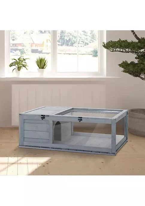 商品Pawhut|Wood Tortoise House Indoor Outdoor Turtle Habitat Reptile Cage For Lizards Geckos 36 X 24 X 12,价格¥947,第3张图片详细描述