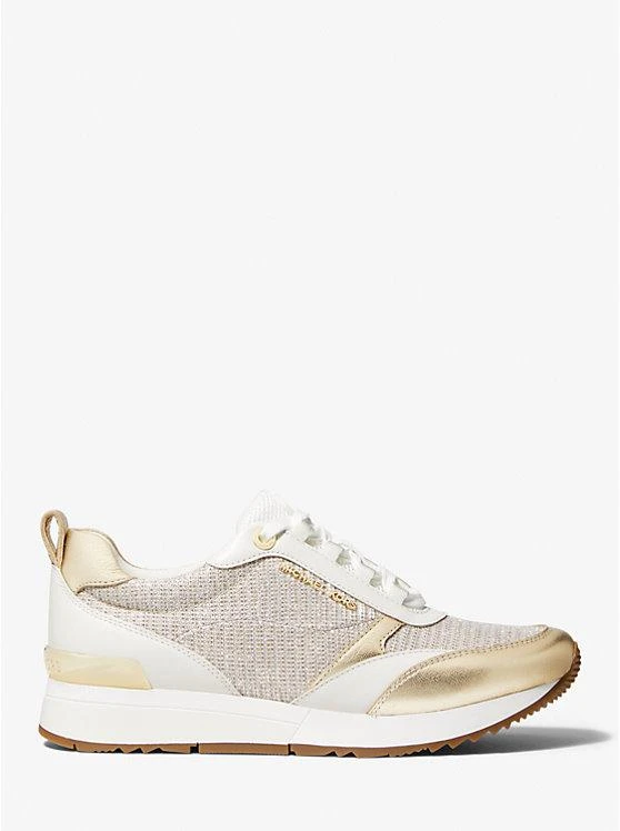 商品Michael Kors|Allie Stride Leather and Glitter Chain-Mesh Trainer,价格¥595,第2张图片详细描述