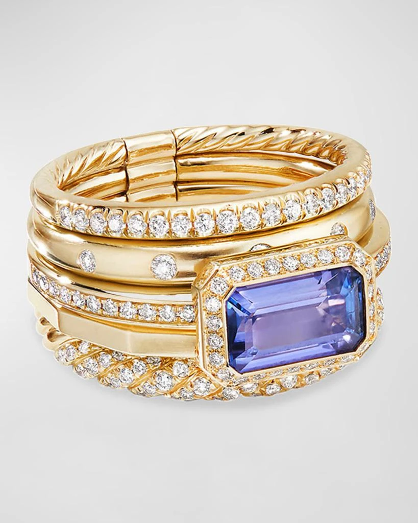 商品David Yurman|Stax Fine Cable 18k Ring w/ Diamonds & Tanzanite, Size 6,价格¥65374,第1张图片