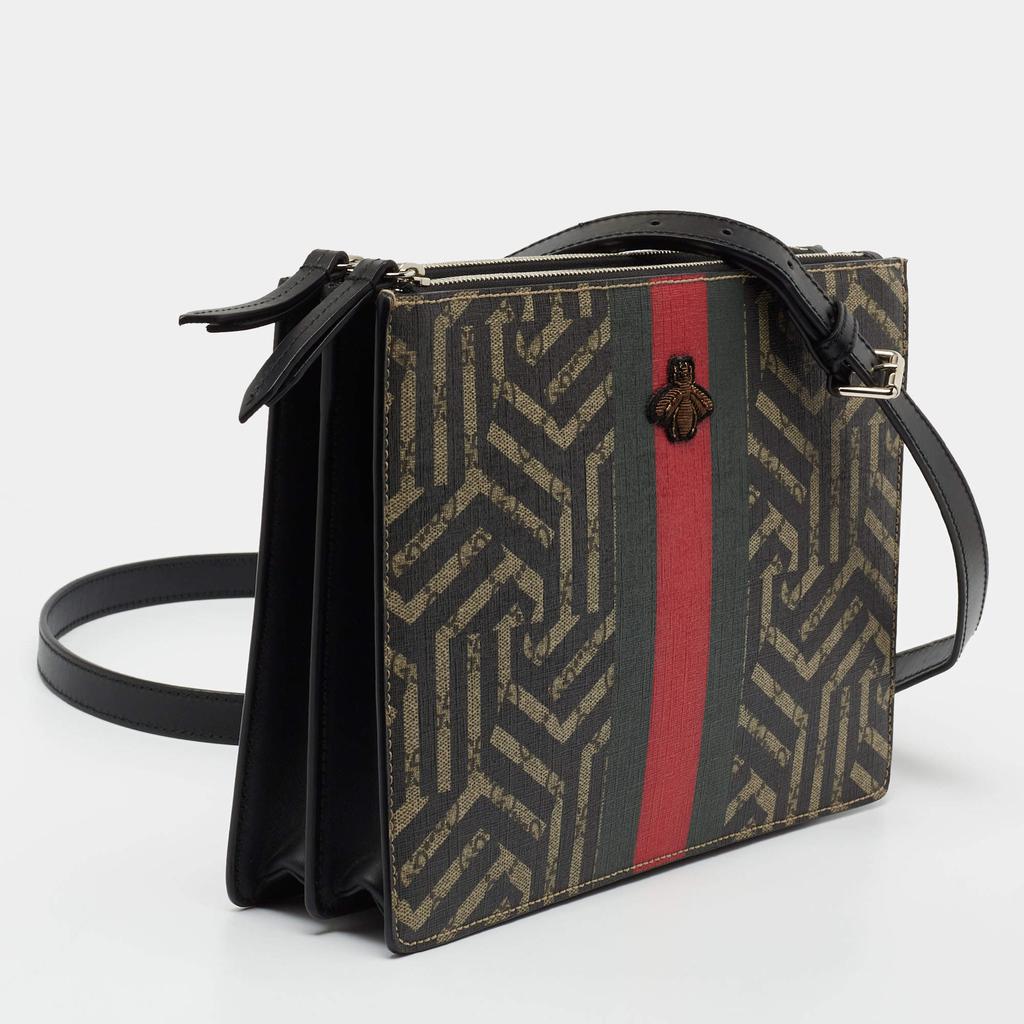 Gucci Beige GG Supreme Canvas And Leather Caleido Web Messenger Bag商品第3张图片规格展示