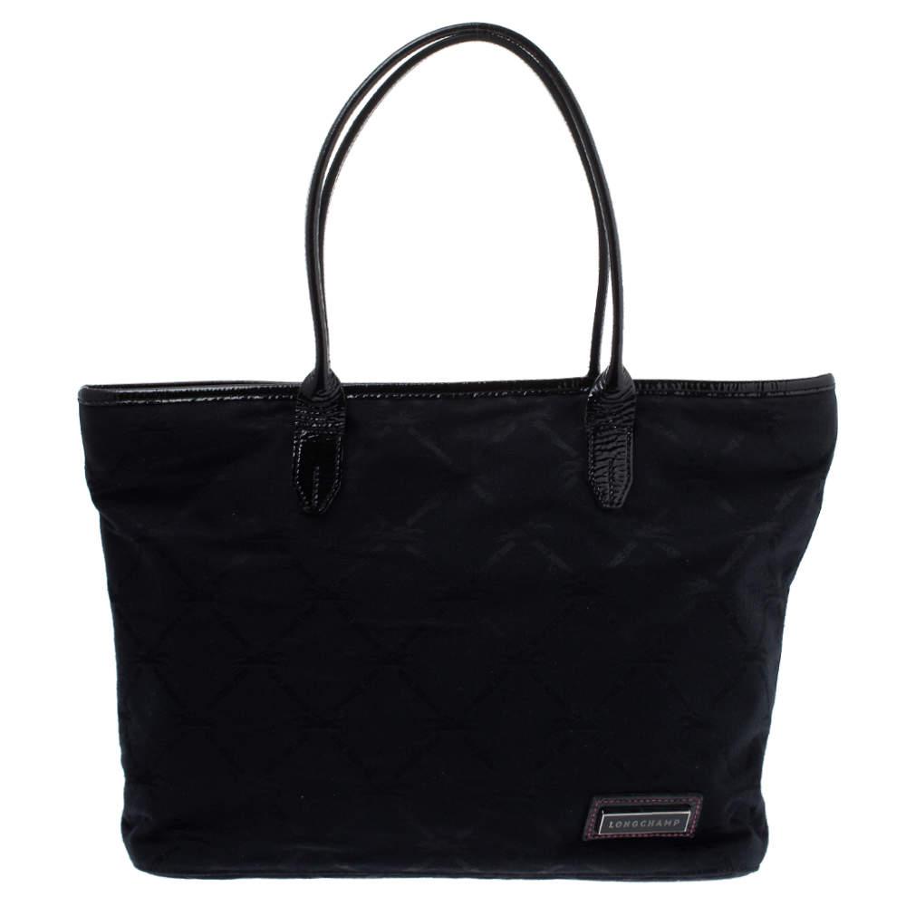 Longchamp Black Logo Embossed Canvas Tote商品第1张图片规格展示