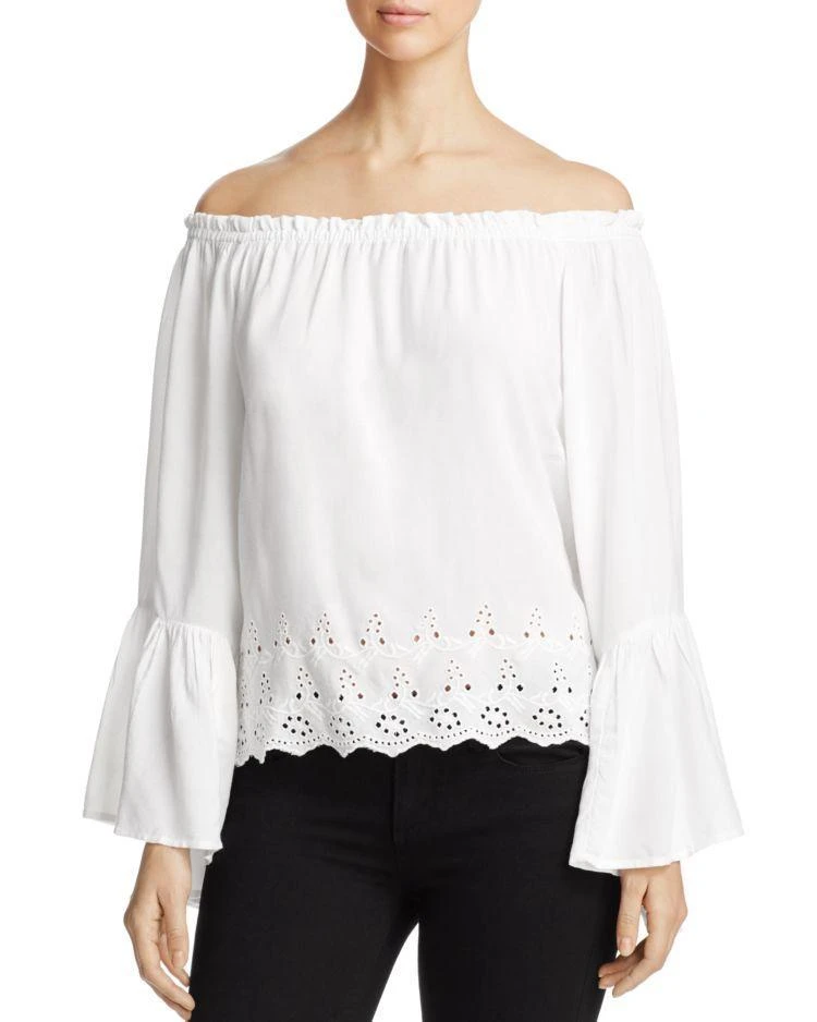 商品Elan|Off-The-Shoulder Eyelet Top,价格¥371,第1张图片