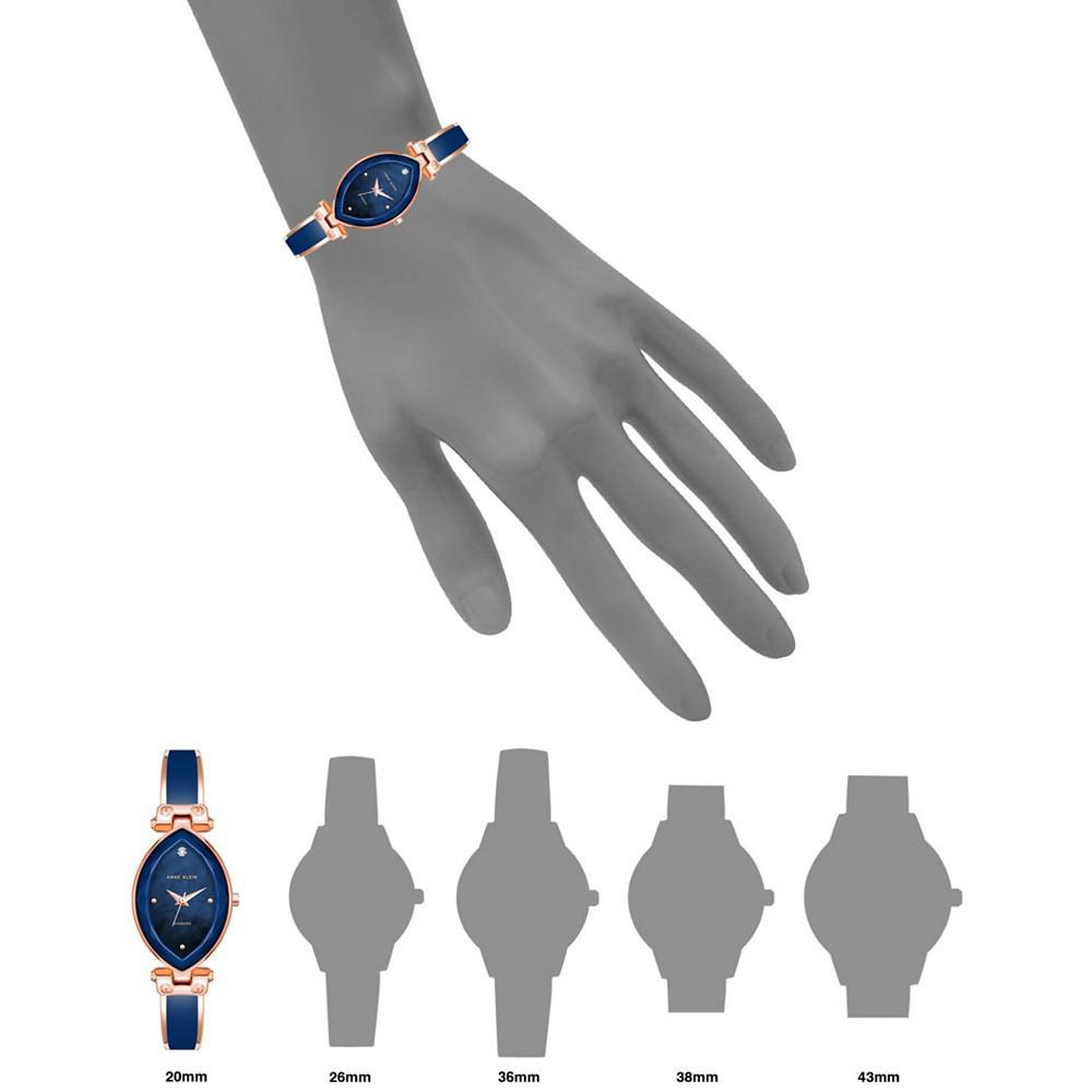 商品Anne Klein|Women's Three-Hand Quartz Rose Gold-Tone Alloy with Navy Enamel Bracelet Watch, 24mm,价格¥639,第6张图片详细描述
