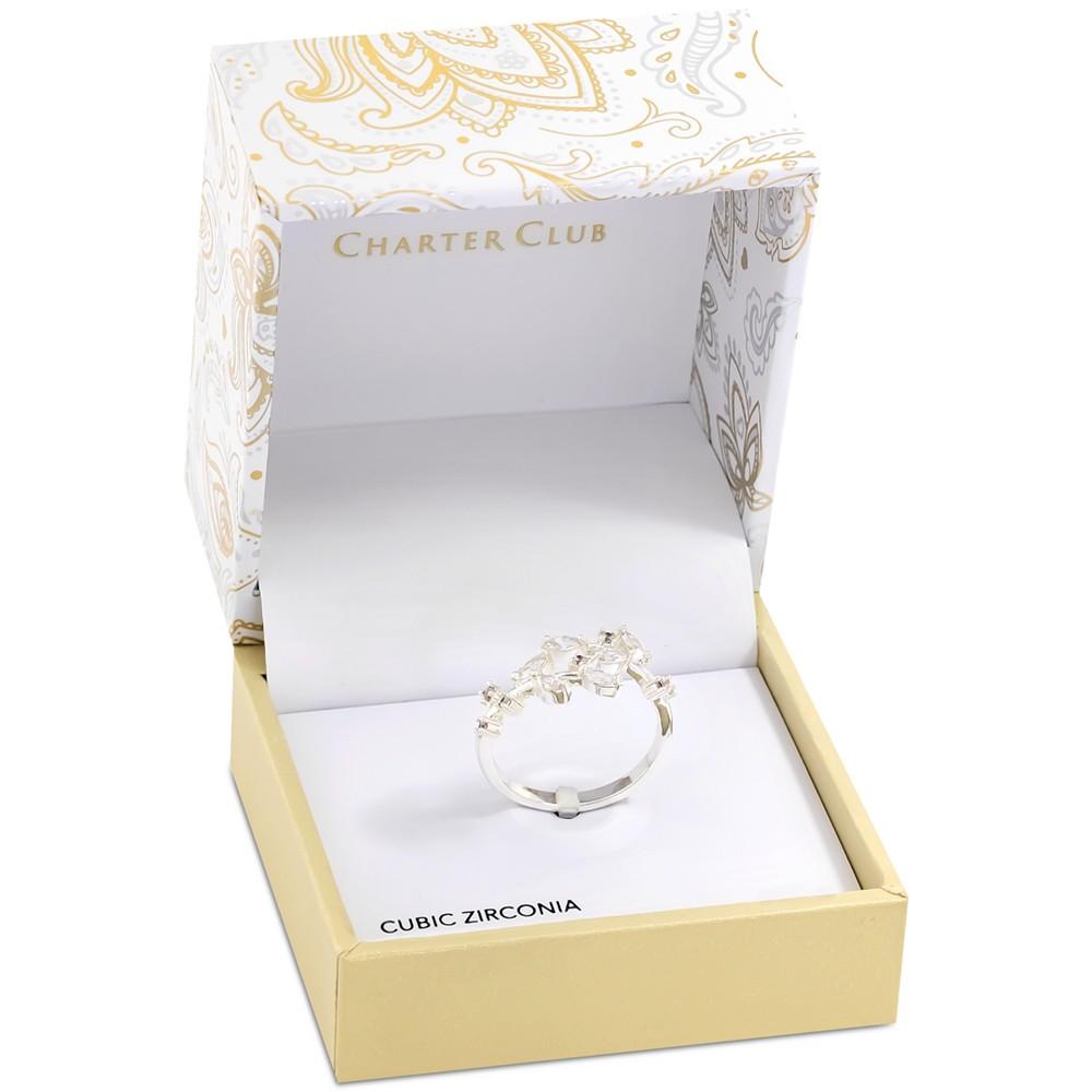 Silver-Tone Marquise-Crystal Leaf Band Ring, Created for Macy's商品第3张图片规格展示