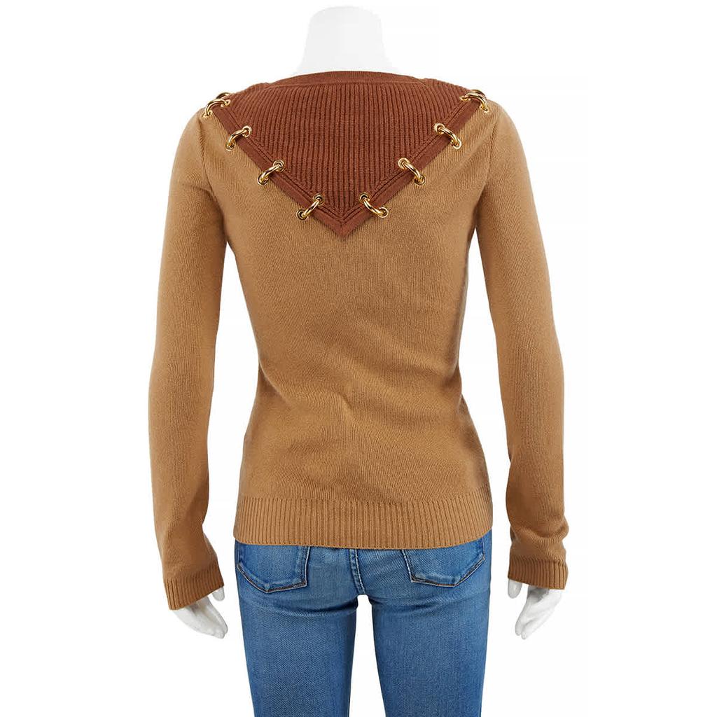 Burberry Ladies Warm Camel Two-tone Wool Cashmere Sweater, Size Small商品第3张图片规格展示