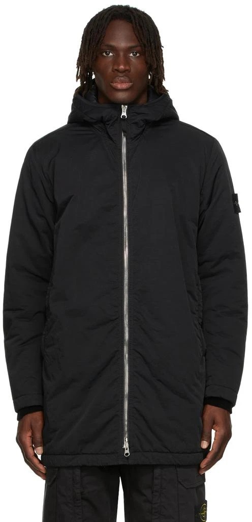 商品Stone Island|Black Nylon Twill Hyper Dense Coat,价格¥10219,第1张图片