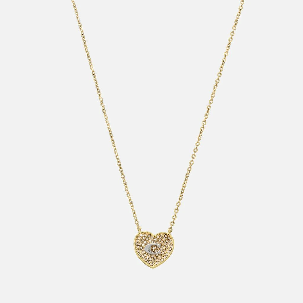 商品Coach|Coach C Heart Crystal and Gold-Tone Necklace,价格¥471,第1张图片