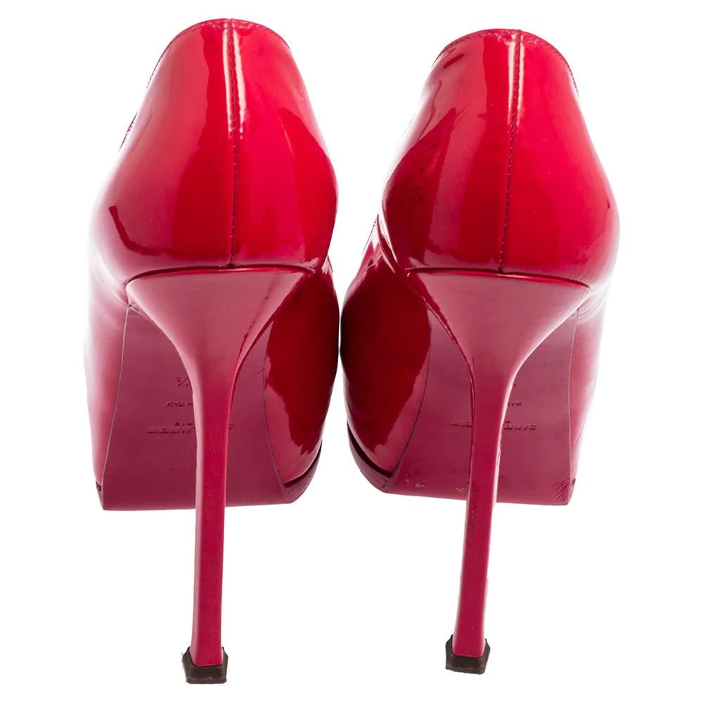商品[二手商品] Yves Saint Laurent|Saint Laurent Magenta Patent Leather Tribtoo Platform Pumps Size 38.5,价格¥1564,第5张图片详细描述