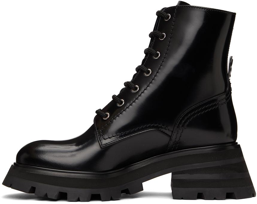 Black Patent Lace-Up Boots商品第3张图片规格展示