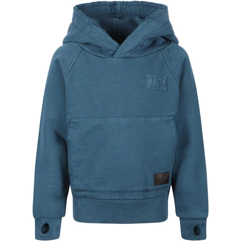 商品Munster|Raw edge logo hoodie in dark turquoise,价格¥431,第1张图片
