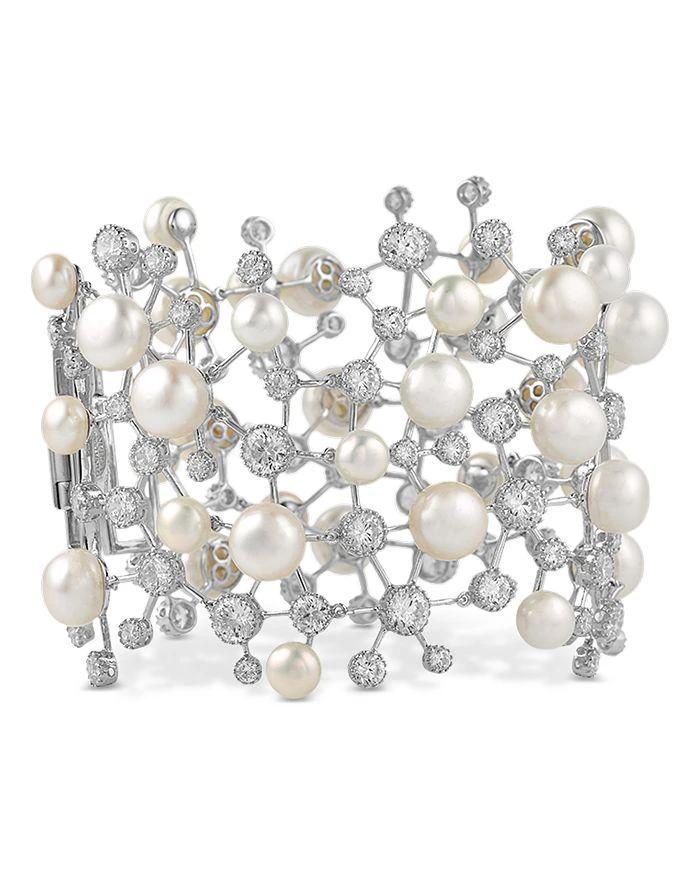 商品Anabela Chan|18K White Gold Plated Sterling Silver Constellation Collection Simulated Diamond & Cultured Freshwater Pearl Bracelet,价格¥29039,第1张图片