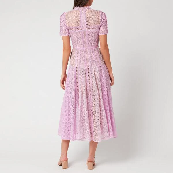 商品Self Portrait|Self-Portrait Women's Lilac Lace Panel Midi Dress - Lilac,价格¥1305,第2张图片详细描述