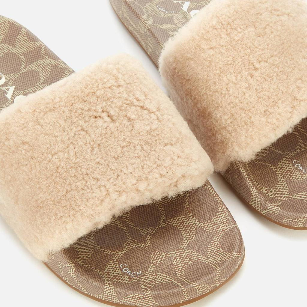 商品Coach|Coach Women's Ulla Shearling Slide Sandals - Ivory,价格¥421,第5张图片详细描述