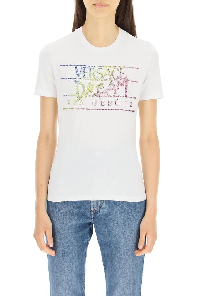 商品Versace|Versace rhinestone logo t-shirt,价格¥3495,第2张图片详细描述