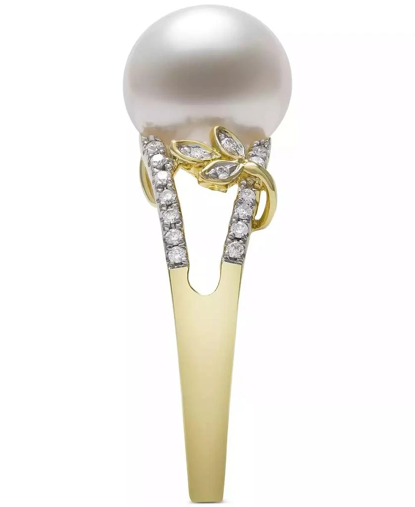 商品Belle de Mer|Cultured Freshwater Pearl (9mm) & Diamond (1/6 ct. t.w.) Openwork Ring in 14k Gold, Created for Macy's,价格¥3754,第4张图片详细描述