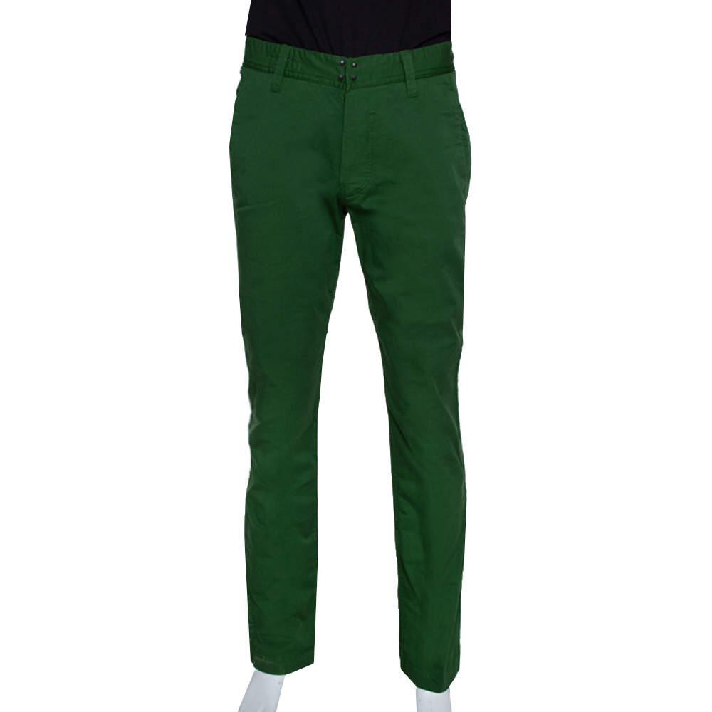 Stone Island Green Stretch Cotton Regular Fit Trousers L商品第1张图片规格展示