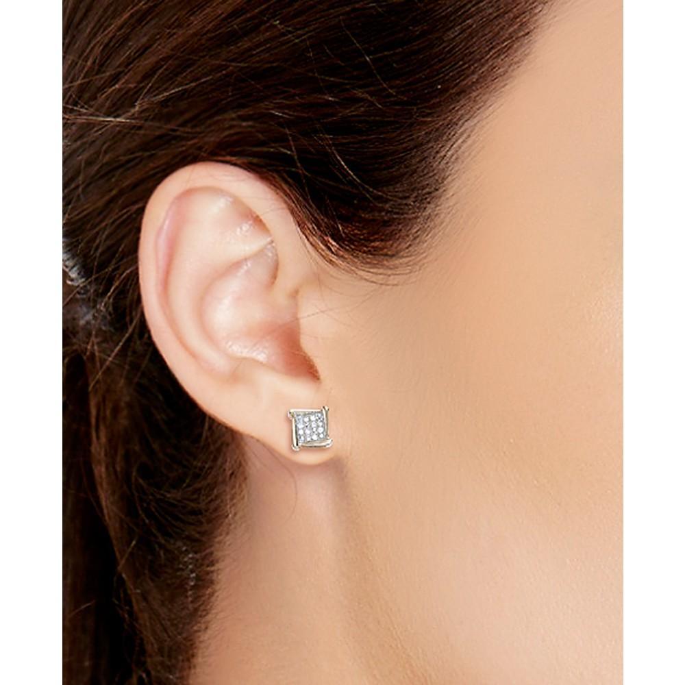 商品Macy's|Diamond Accent Square Stud Earrings in 10k White, Yellow or Rose Gold,价格¥734,第6张图片详细描述