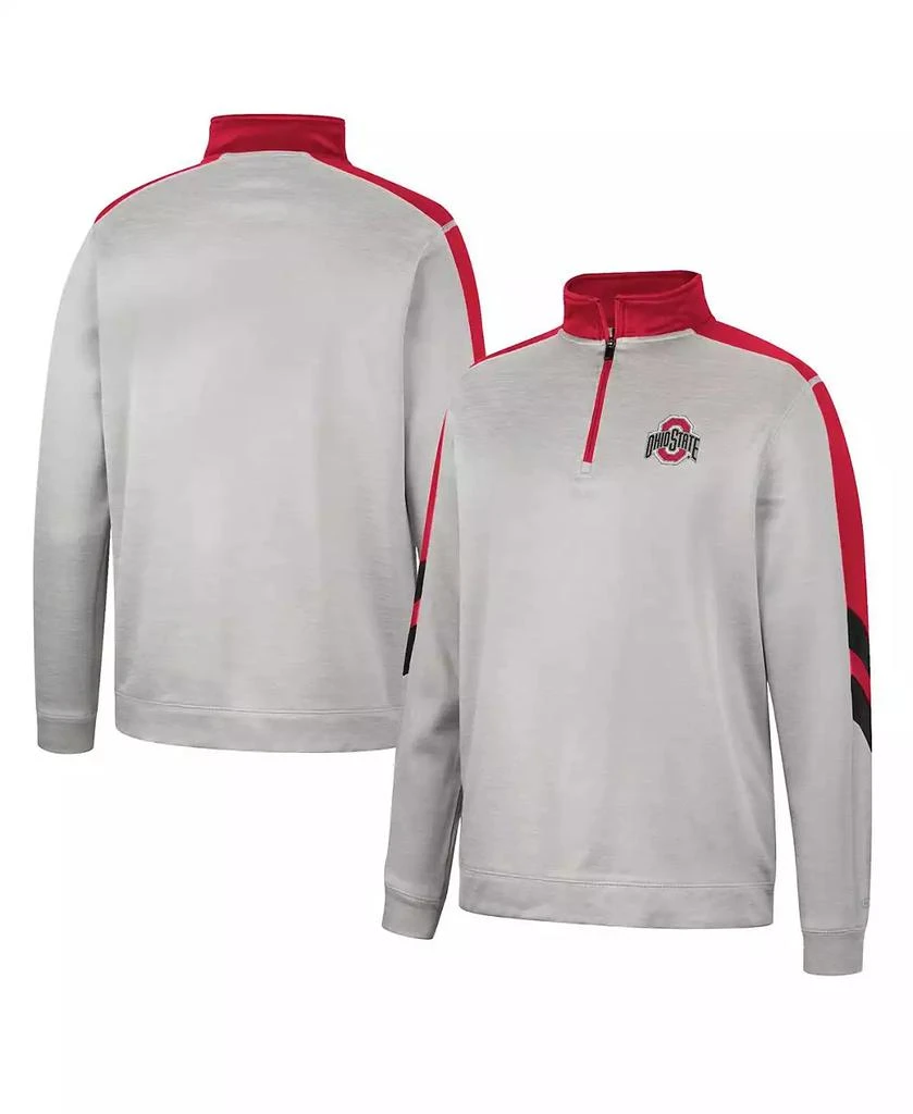 商品Colosseum|Men's Gray, Scarlet Ohio State Buckeyes Bushwood Fleece Quarter-Zip Jacket,价格¥361,第1张图片