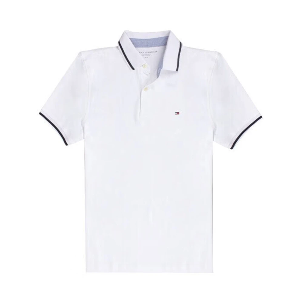 商品[国内直发] Tommy Hilfiger|TOMMY HILFIGER 白色男士POLO衫 78J8752-101,价格¥331,第1张图片