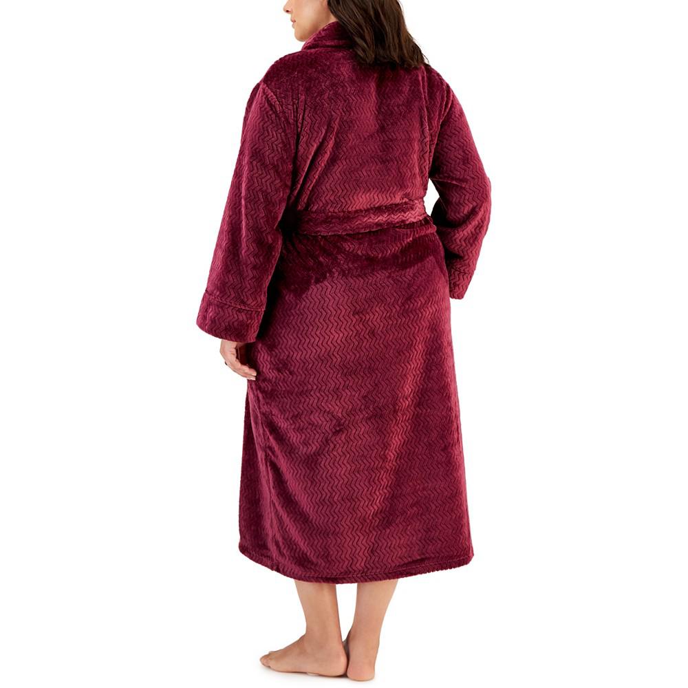 Plus Size Plush Zig Zag Wrap Robe, Created for Macy's商品第2张图片规格展示