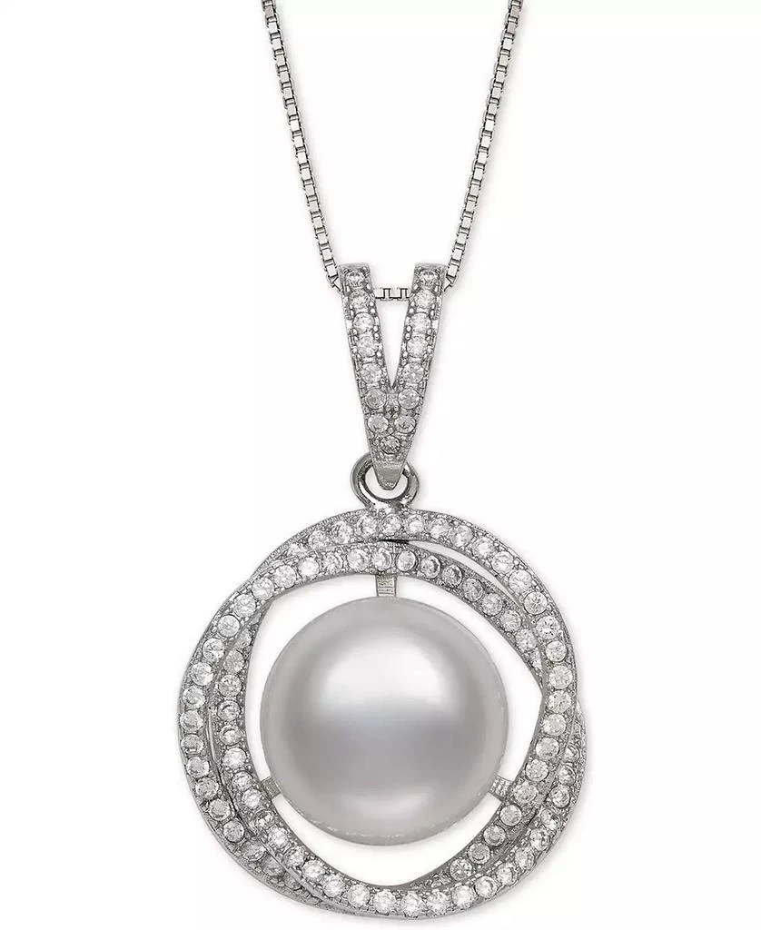 商品Belle de Mer|Cultured Freshwater Pearl (11mm) & Cubic Zirconia 18" Pendant Necklace in Sterling Silver,价格¥1484,第1张图片