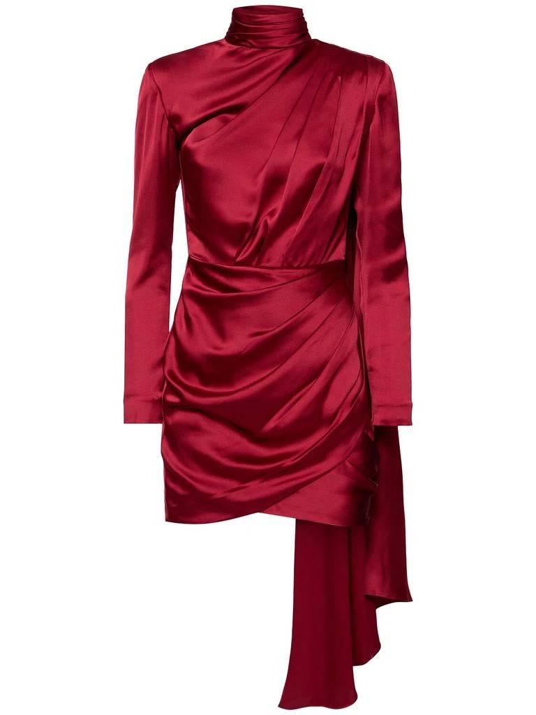 商品Zuhair Murad|High Neck Satin Mini Dress W/side Cape,价格¥11359,第1张图片