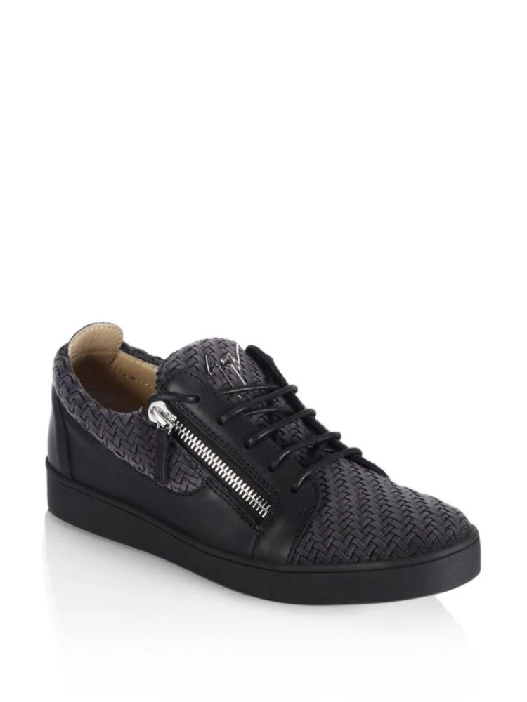 商品Giuseppe Zanotti|Woven Suede Low Leather Sneakers,价格¥2436,第1张图片