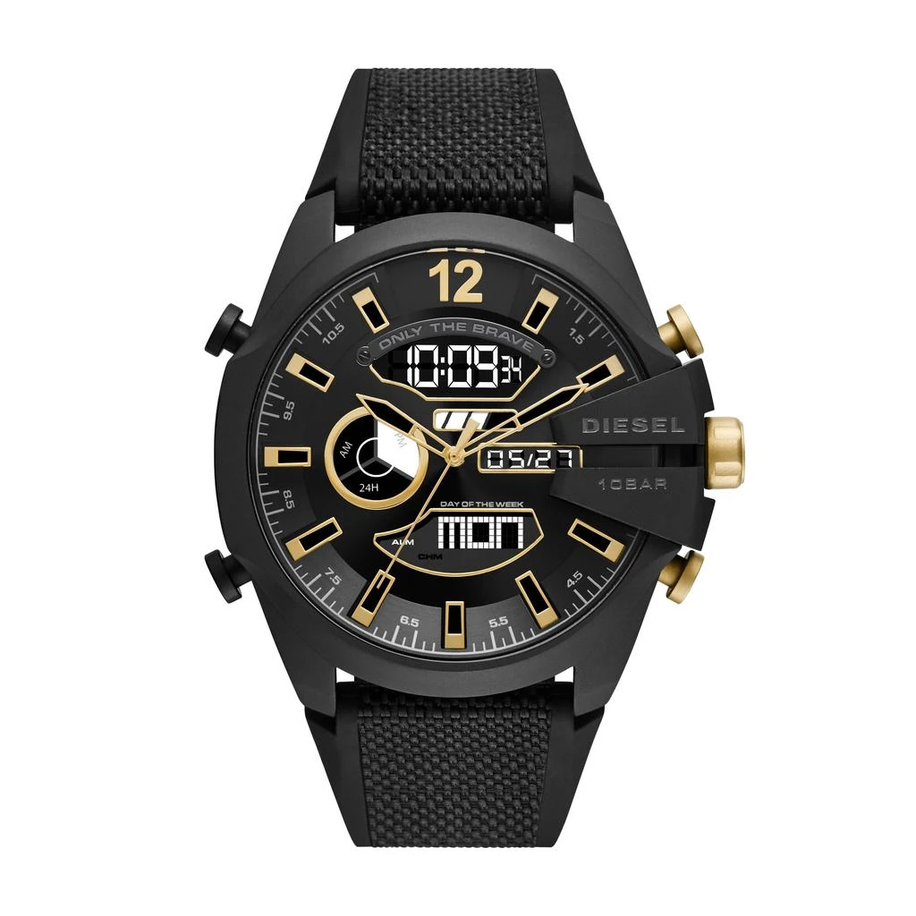 商品Diesel|Men's Mega Chief Anadigi, Black-Tone Stainless Steel Watch,价格¥1609,第1张图片