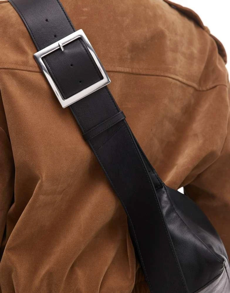 商品Topshop|Topshop Charlie leather crossbody bag in black - BLACK,价格¥733,第3张图片详细描述
