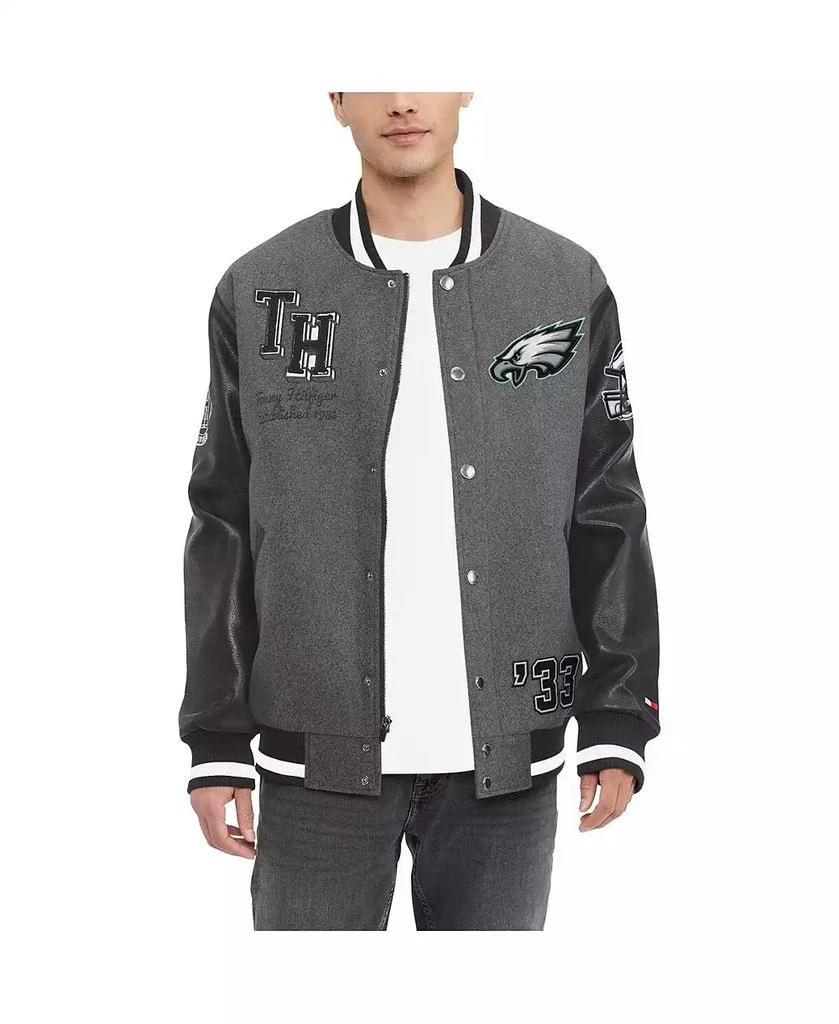 商品Tommy Hilfiger|Men's Heather Gray, Black Philadelphia Eagles Gunner Full-Zip Varsity Jacket,价格¥1224,第1张图片