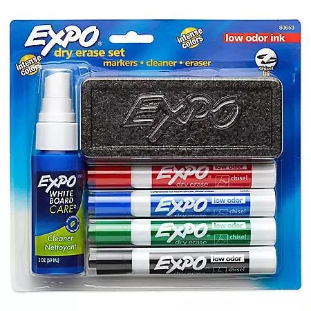 商品Expo|Expo - Low Odor Dry Erase Marker Starter Set, Assorted - 4 per Pack,价格¥60,第1张图片