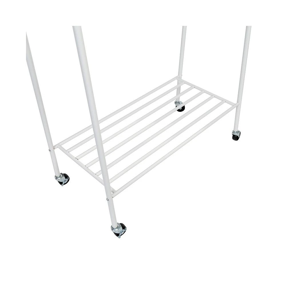 商品Honey Can Do|Matte White Metal Rolling Clothes Rack with Shelf,价格¥815,第5张图片详细描述