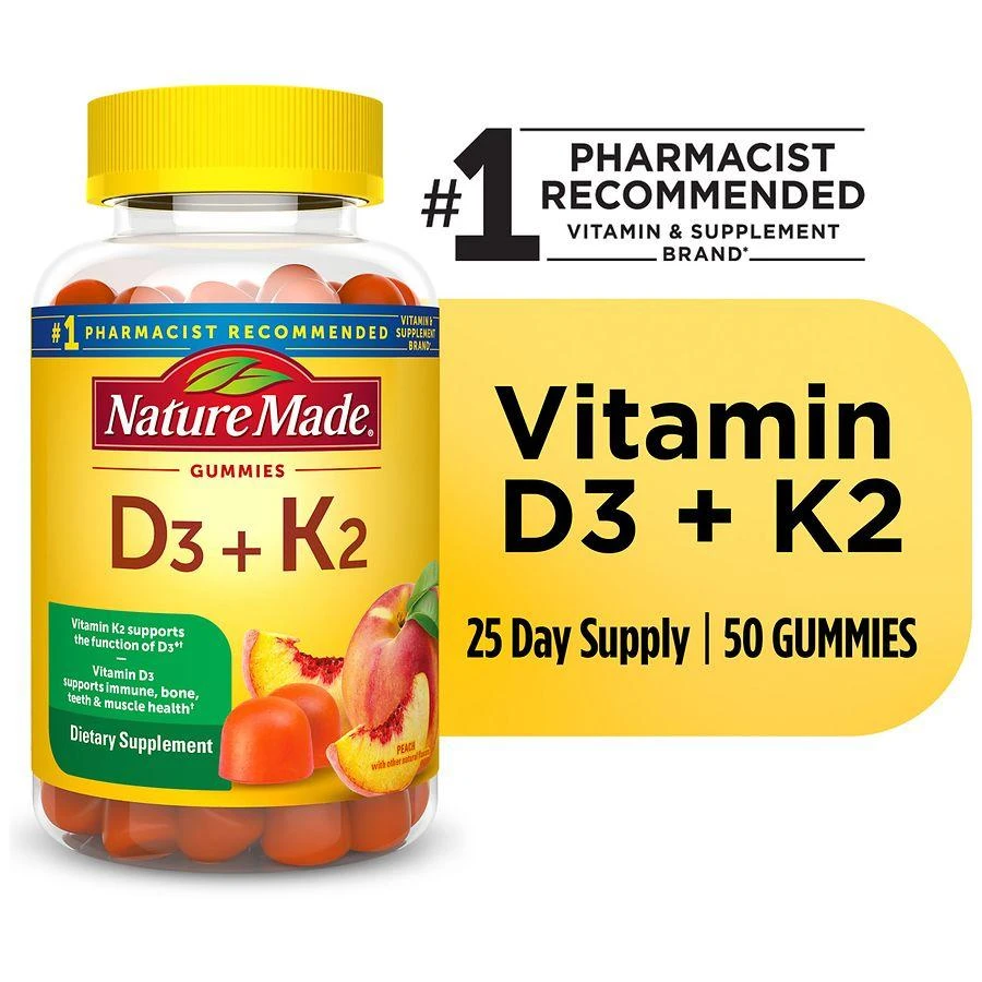 商品Nature Made|Vitamin D3 5000 IU Per Serving + K2 Gummies,价格¥193,第3张图片详细描述