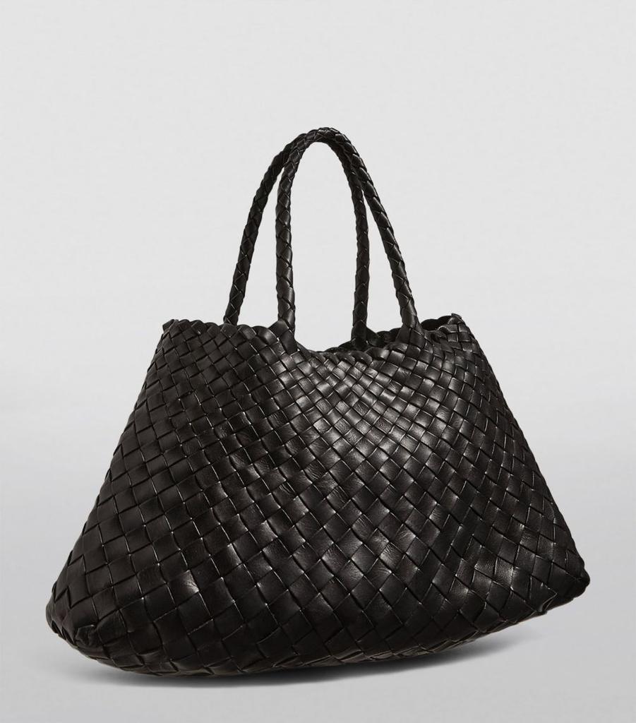 DRAGON DIFFUSION Small Leather Woven Santa Croce Tote Bag