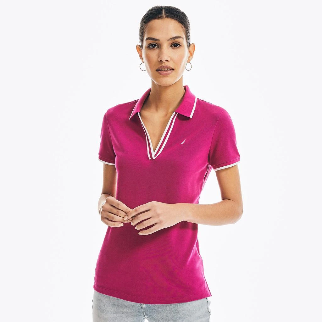 Womens Sustainably Crafted Ocean Split-Neck Polo 商品