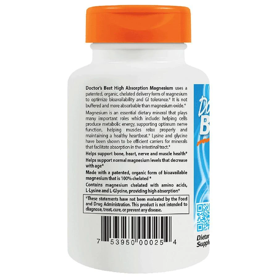 商品Doctor's Best|High Absorption Magnesium 100% Chelated,价格¥100,第2张图片详细描述