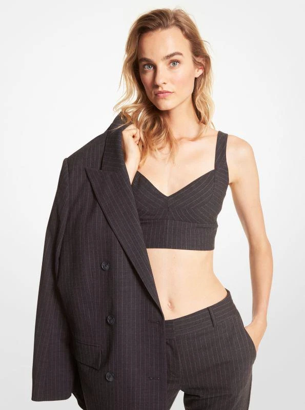 商品Michael Kors|Pinstripe Stretch Flannel Wool Bra Top,价格¥207,第1张图片