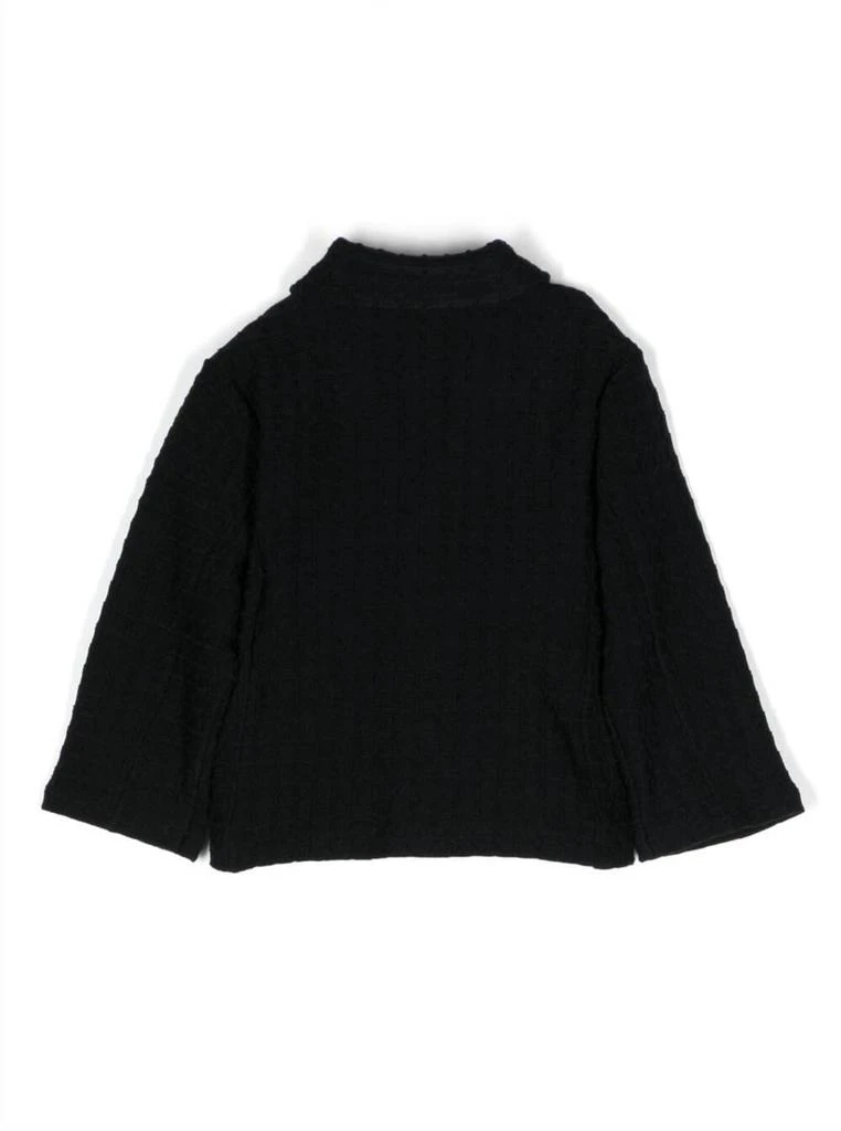 商品Emporio Armani|Emporio Armani Black Single-breasted Knit Jacket In Cotton Blend Baby,价格¥1199,第2张图片详细描述