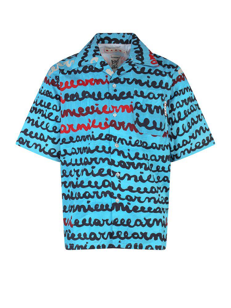 Marni All-Over Painted Logo Short-Sleeved Shirt商品第1张图片规格展示