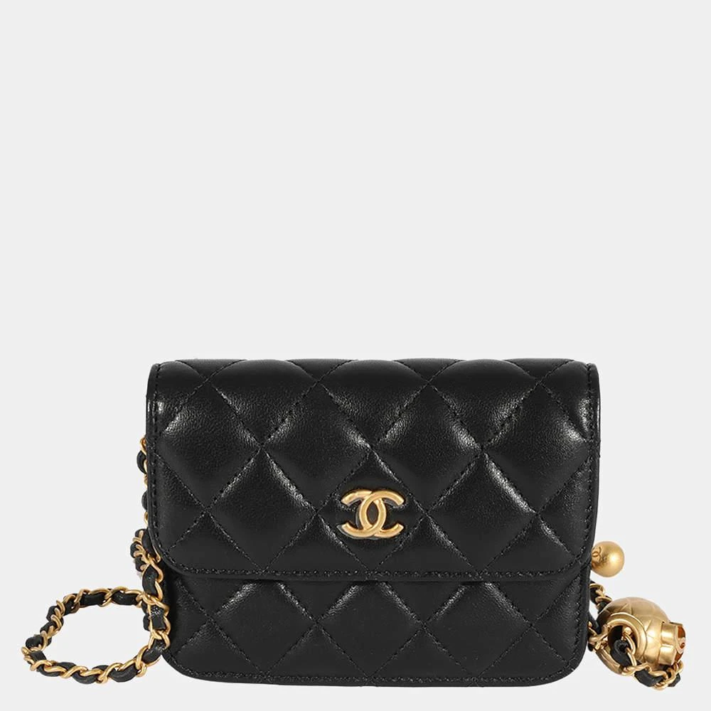 商品[二手商品] Chanel|Chanel Black Quilted Lambskin Pearl Crush Clutch With Chain,价格¥29904,第1张图片