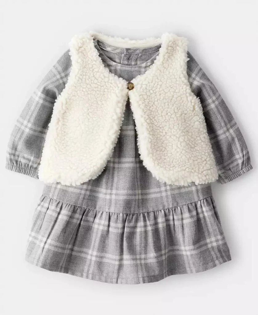 商品Carter's|Baby Girls 3-Piece Vest, Plaid Dress and Diaper Cover Set,价格¥113,第1张图片