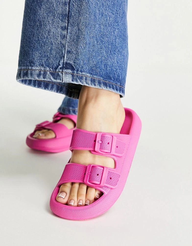 商品Topshop|Topshop Pop double strap sandal in pink,价格¥109,第3张图片详细描述