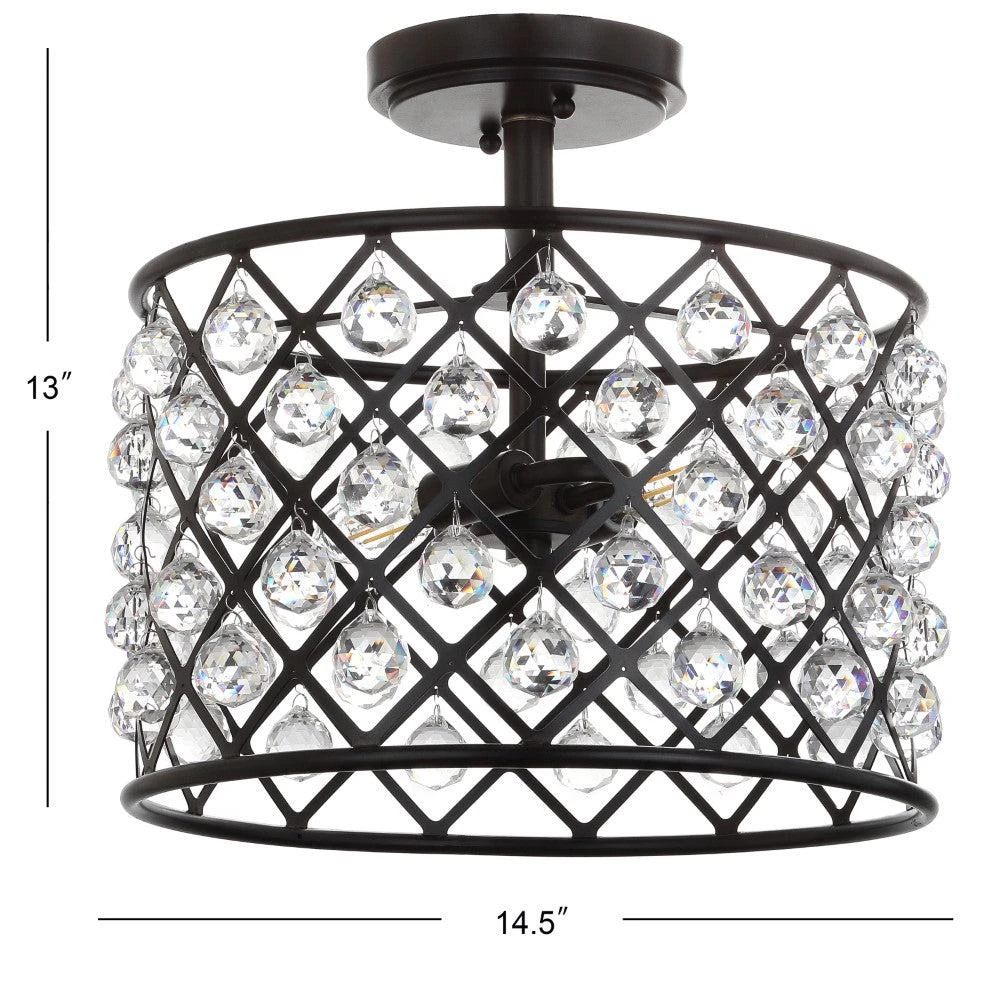 商品JONATHAN Y|Gabrielle 14.5" Crystal/Metal LED Semi-Flush Mount,价格¥1452,第4张图片详细描述
