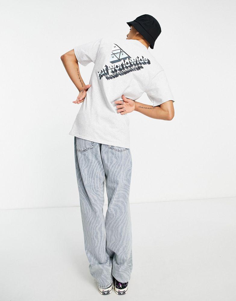 HUF peak tech back print t-shirt in grey商品第4张图片规格展示