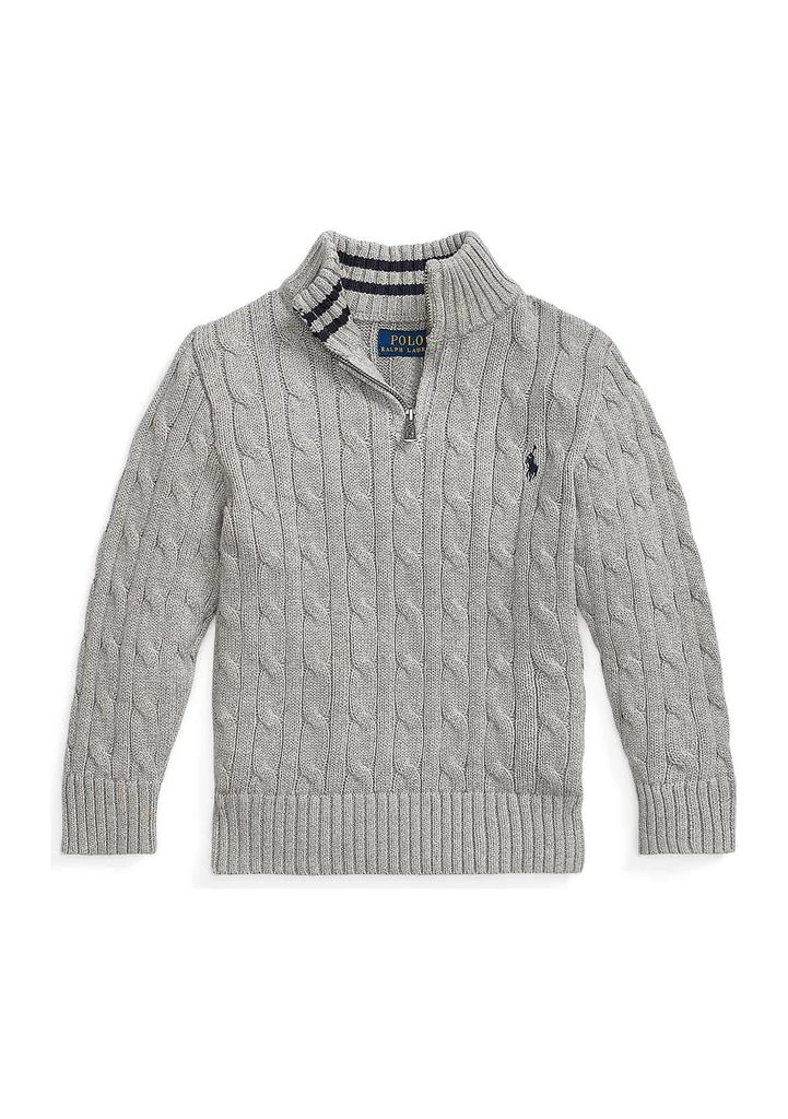 商品Ralph Lauren|Boys 8-20 Cable Knit Cotton 1/4 Zip Sweater,价格¥388,第1张图片