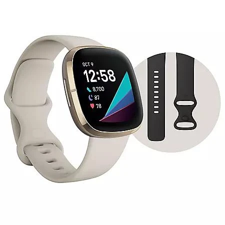 商品Fitbit|Fitbit Sense Gold White Small Bundle,价格¥1964,第1张图片