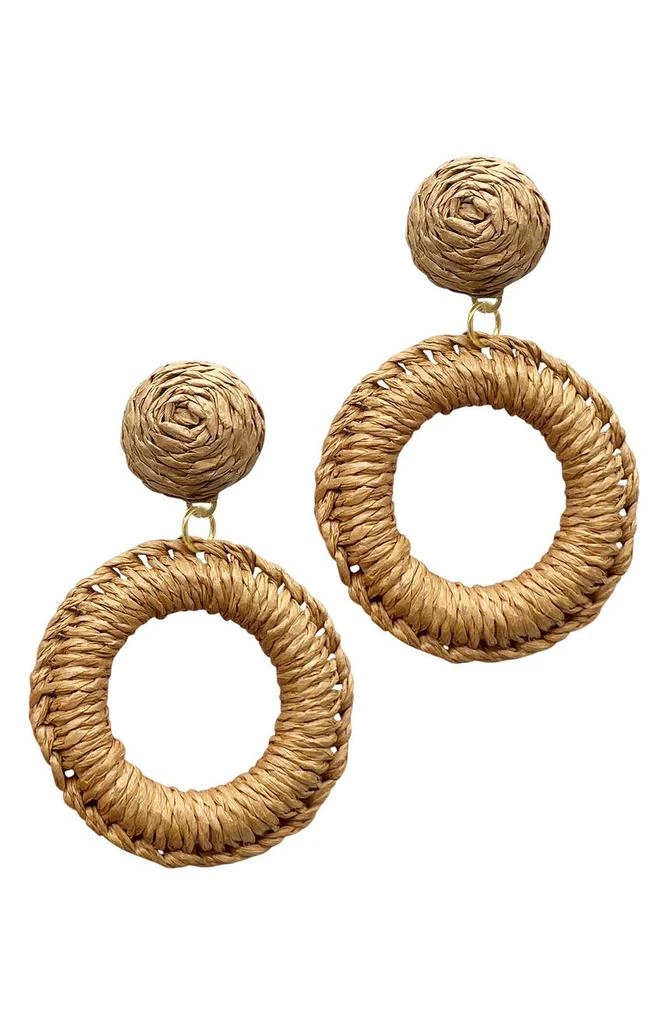 商品ADORNIA|Raffia Basketweave Hoop Drop Earrings,价格¥164,第1张图片