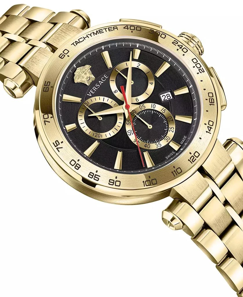 商品Versace|Men's Swiss Chronograph Aion Gold Ion Plated Stainless Steel Bracelet Watch 45mm,价格¥11532,第3张图片详细描述